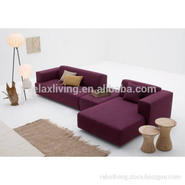 Modern fabric corner sofa set designs with ottoman for living room furniture